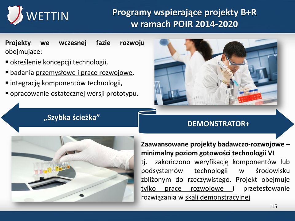 Szybka ścieżka DEMONSTRATOR+ Zaawansowane projekty badawczo-rozwojowe minimalny poziom gotowości technologii VI tj.