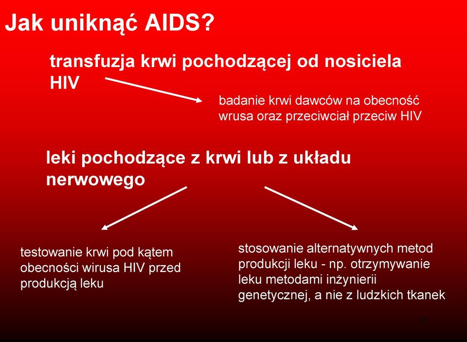 przeciwciał przeciw HIV leki pochodzące z krwi lub z układu nerwowego testowanie krwi pod