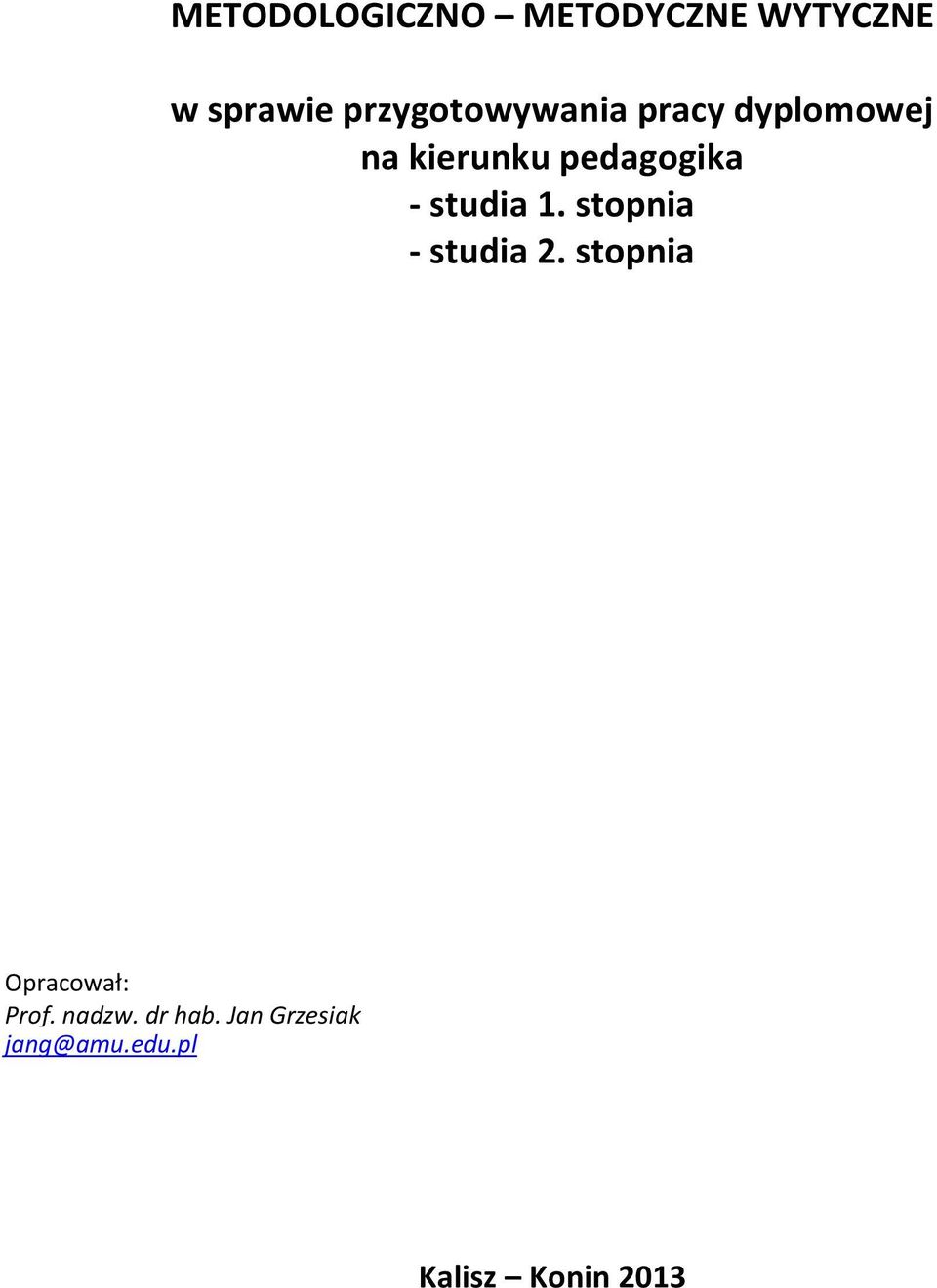 pedagogika - studia 1. stopnia - studia 2.