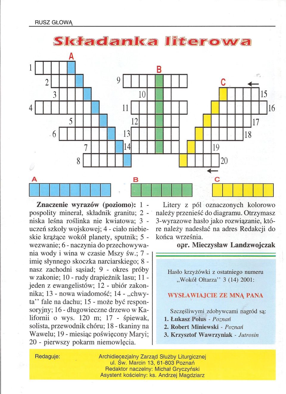 wezwanie; 6 - naczynia do przechowywania wody i wina w czasie Mszy sw.