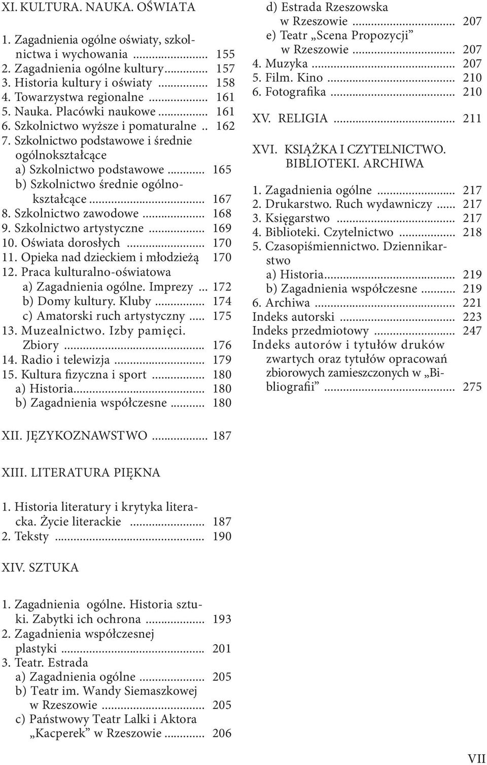 .. 167 8. Szkolnictwo zawodowe... 168 9. Szkolnictwo artystyczne... 169 10. Oświata dorosłych... 170 11. Opieka nad dzieckiem i młodzieżą 170 12. Praca kulturalno-oświatowa a) Zagadnienia ogólne.