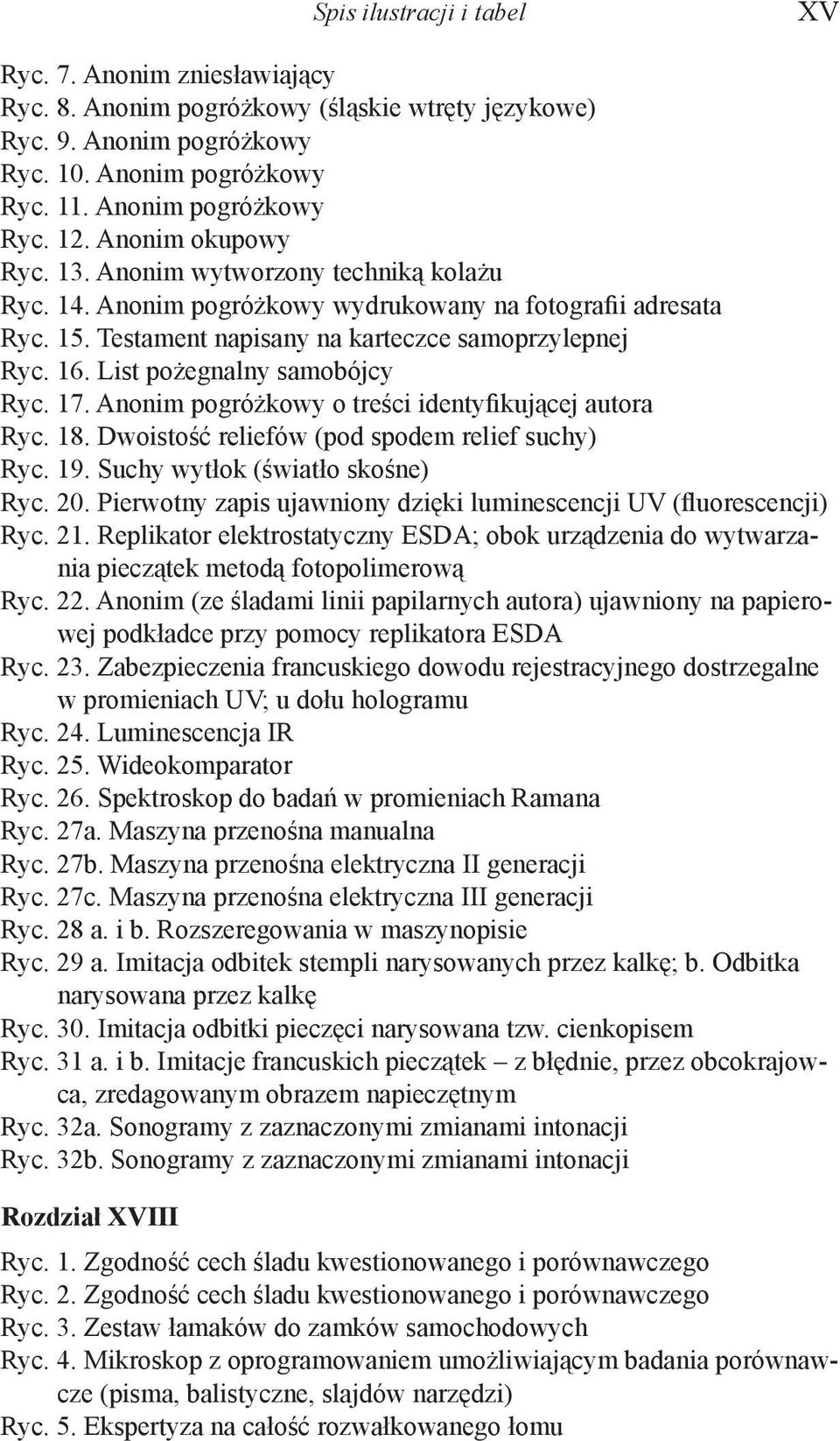 List pożegnalny samobójcy Ryc. 17. Anonim pogróżkowy o treści identyfikującej autora Ryc. 18. Dwoistość reliefów (pod spodem relief suchy) Ryc. 19. Suchy wytłok (światło skośne) Ryc. 20.