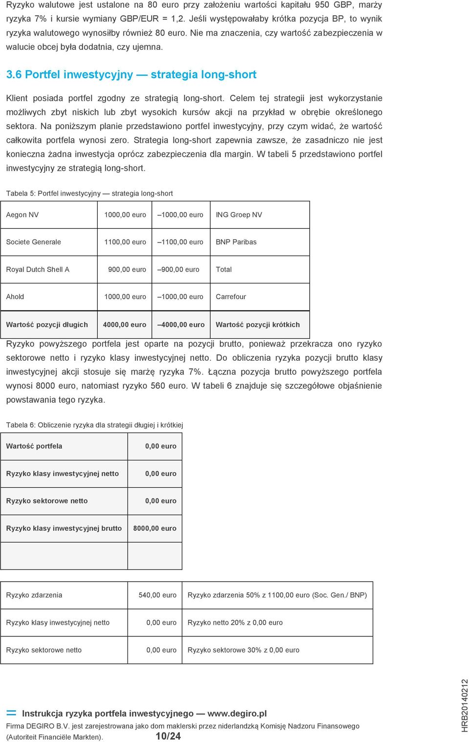 6 Portfel inwestycyjny strategia long-short Klient posiada portfel zgodny ze strategią long-short.