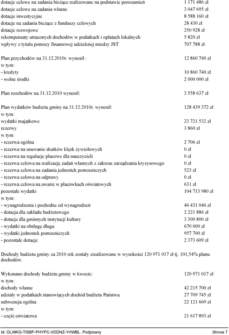 Plan przychodów na 31.12.21r.