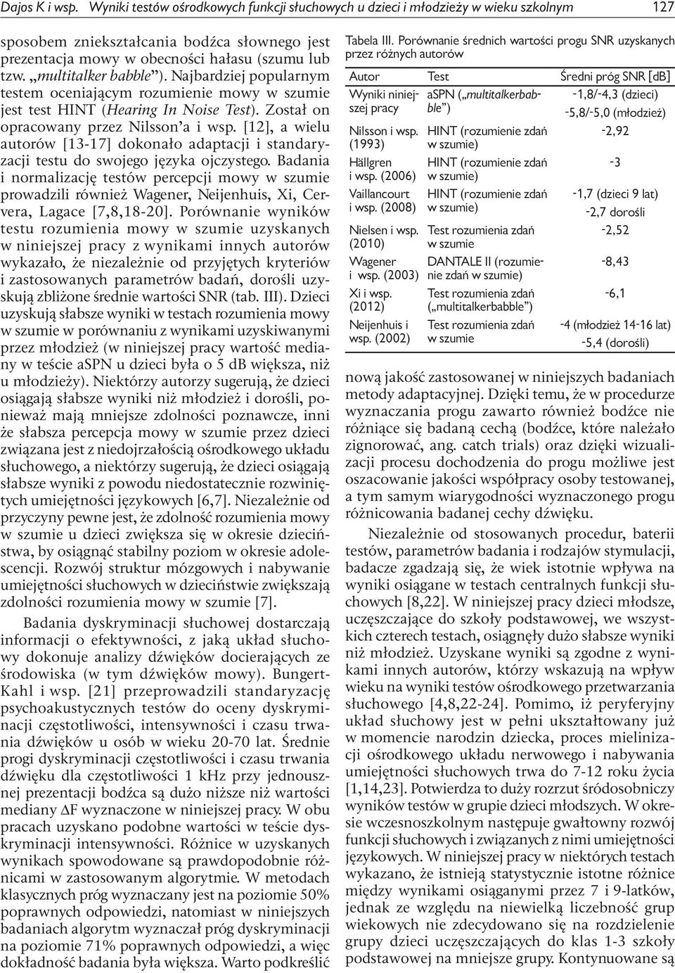 [12], a wielu autorów [13-17] dokonało adaptacji i standaryzacji testu do swojego języka ojczystego.