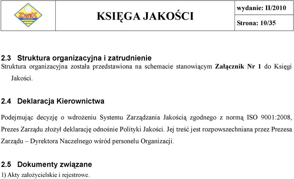 do Księgi Jakości. 2.