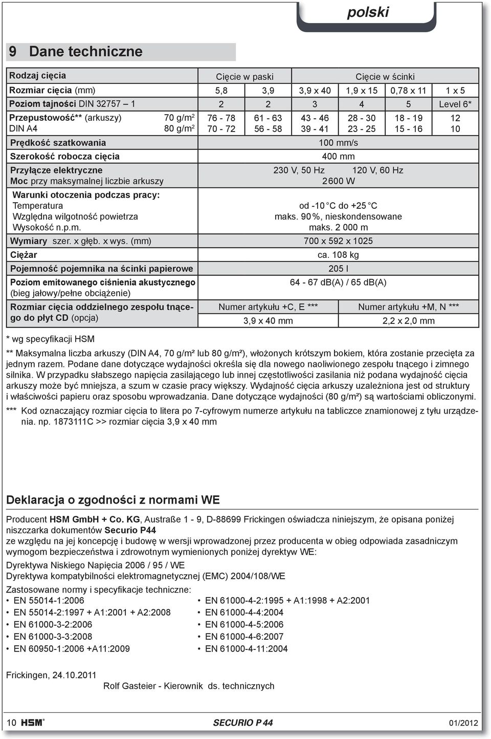 powietrza Wysoko n.p.m. 61-63 56-58 43-46 39-41 100 mm/s 400 mm 28-30 23-25 230 V, 50 Hz 120 V, 60 Hz 2 600 W od -10 C do +25 C maks. 90 %, nieskondensowane maks. 2 000 m Wymiary szer. x g b. x wys.