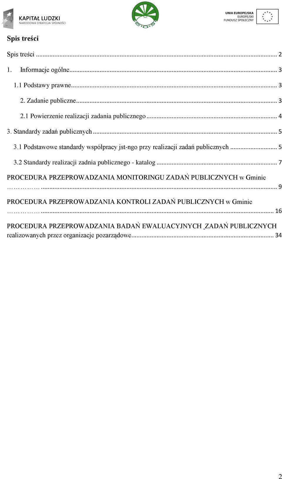 .. 7 PROCEDURA PRZEPROWADZANIA MONITORINGU ZADAŃ PUBLICZNYCH w Gminie... 9 PROCEDURA PRZEPROWADZANIA KONTROLI ZADAŃ PUBLICZNYCH w Gminie.