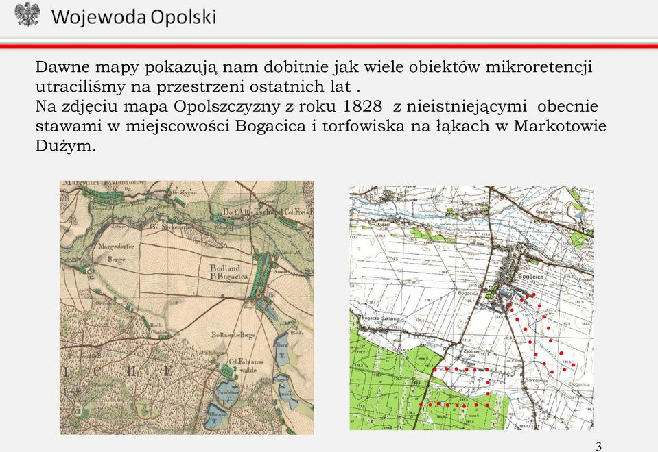 Na zdjęciu mapa Opolszczyzny z roku 1828 z nieistniejącymi