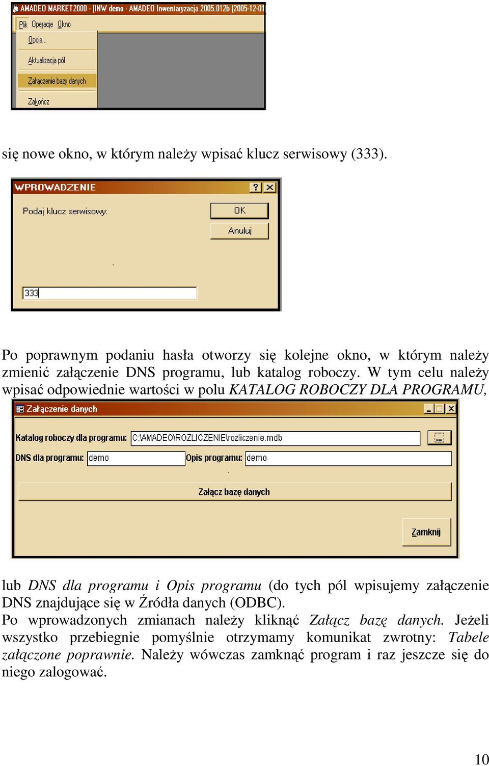 W tym celu naleŝy wpisać odpowiednie wartości w polu KATALOG ROBOCZY DLA PROGRAMU, lub DNS dla programu i Opis programu (do tych pól wpisujemy