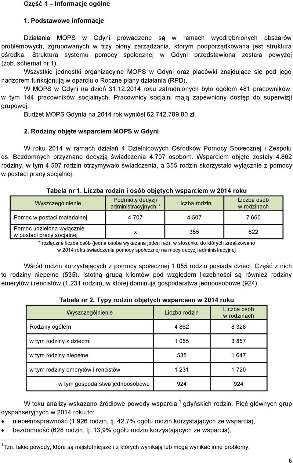 Struktura systemu pomocy społecznej w Gdyni przedstawiona została powyżej (zob. schemat nr 1).