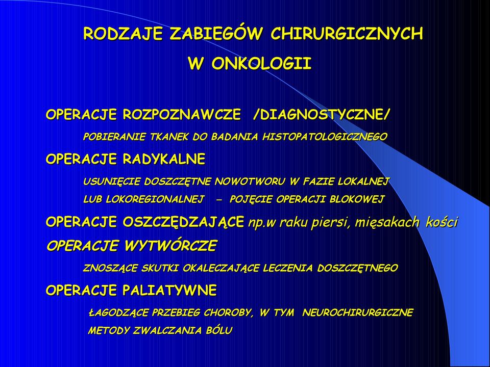 OPERACJI BLOKOWEJ OPERACJE OSZCZĘDZAJĄCE np.