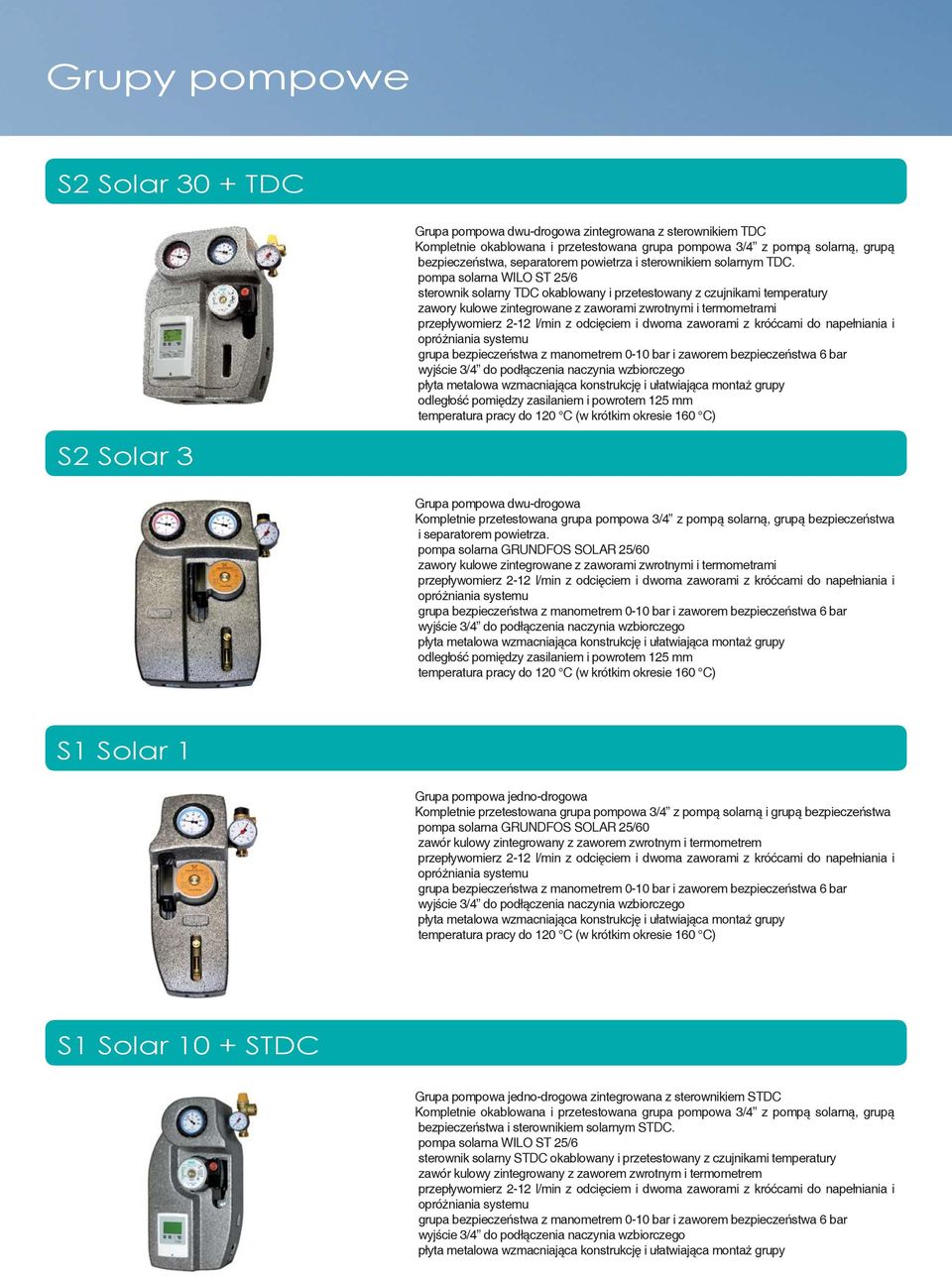 pompa solarna WILO ST /6 sterownik solarny okablowany i przetestowany z czujnikami temperatury zawory kulowe zintegrowane z zaworami zwrotnymi i termometrami przepływomierz - l/min z odcięciem i