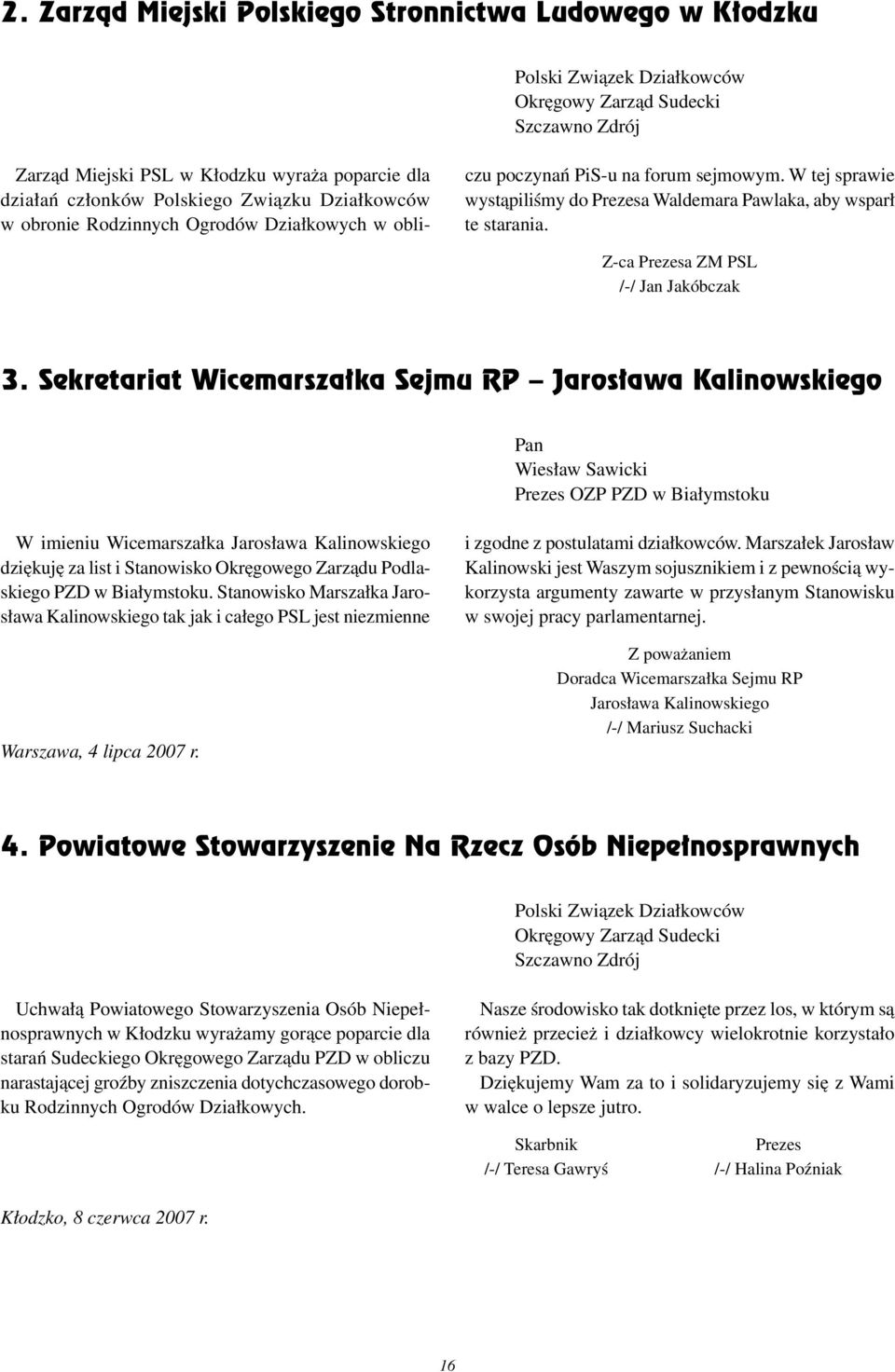 Z ca Prezesa ZM PSL /-/ Jan Jakóbczak 3.