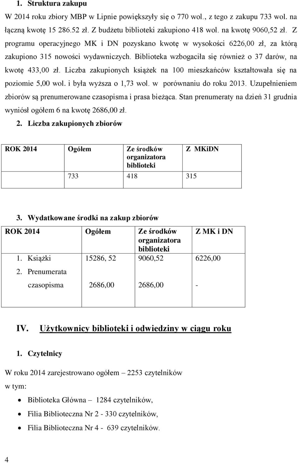 Liczba zakupionych książek na 100 mieszkańców kształtowała się na poziomie 5,00 wol. i była wyższa o 1,73 wol. w porównaniu do roku 2013.