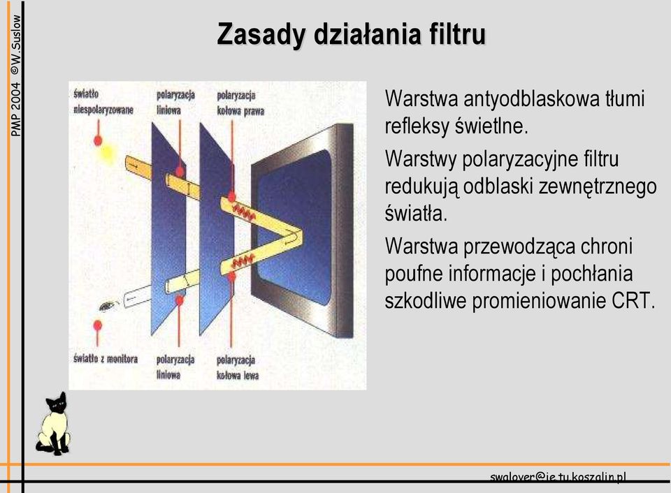 Warstwy polaryzacyjne filtru redukują odblaski