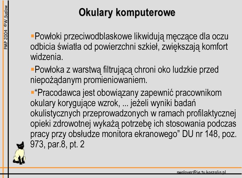 Pracodawca jest obowiązany zapewnić pracownikom okulary korygujące wzrok,.