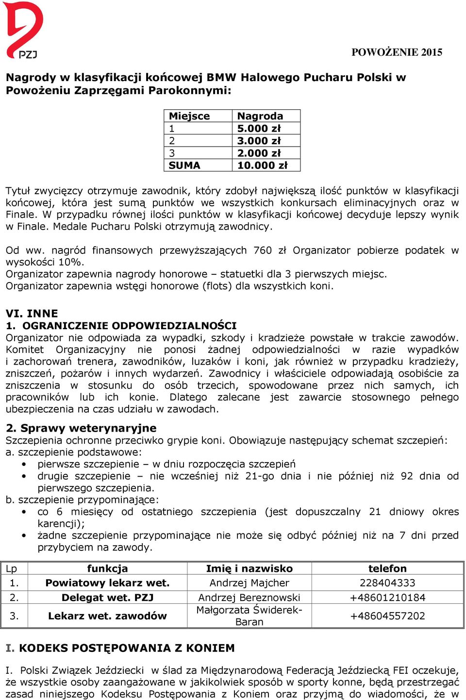 W przypadku równej ilości punktów w klasyfikacji końcowej decyduje lepszy wynik w Finale. Medale Pucharu Polski otrzymują zawodnicy. Od ww.