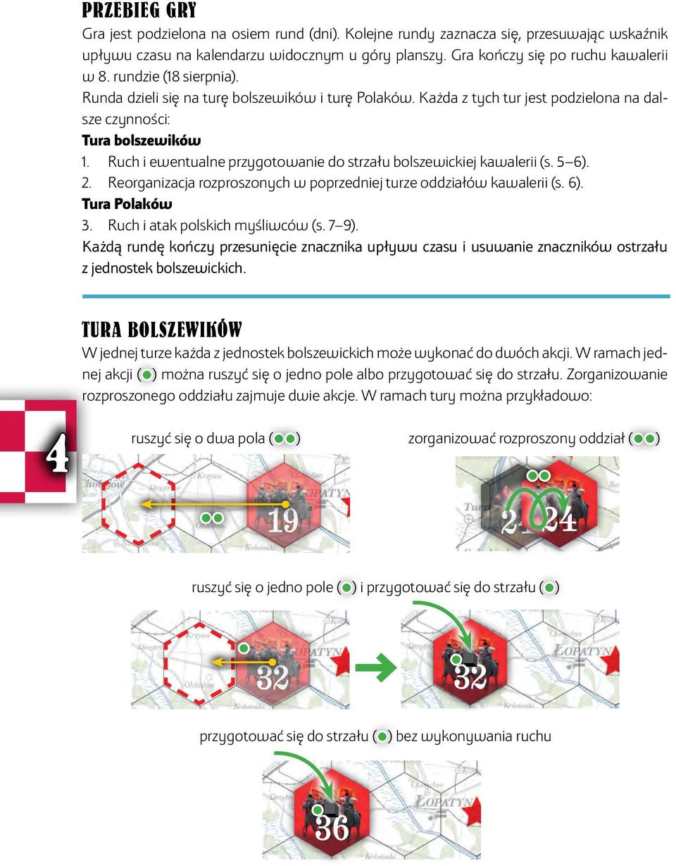 Ruch i ewentualne przygotowanie do strzału bolszewickiej kawalerii (s. 5 6). 2. Reorganizacja rozproszonych w poprzedniej turze oddziałów kawalerii (s. 6). Tura Polaków 3.