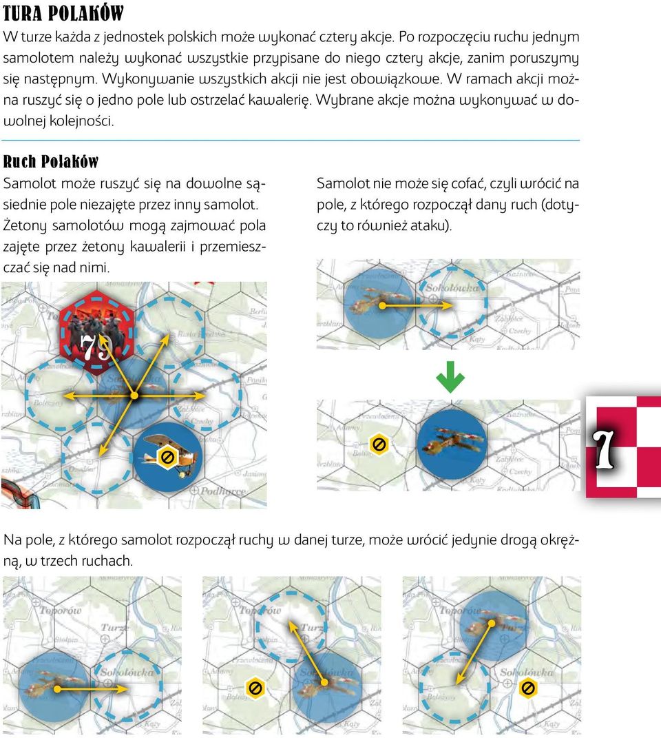 W ramach akcji można ruszyć się o jedno pole lub ostrzelać kawalerię. Wybrane akcje można wykonywać w dowolnej kolejności.
