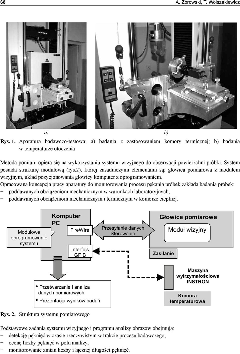 próbki. System posiada strukturę modułową (rys.2), której zasadniczymi elementami są: głowica pomiarowa z modułem wizyjnym, układ pozycjonowania głowicy komputer z oprogramowaniem.