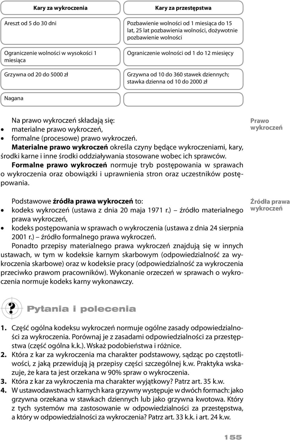 materialne prawo wykroczeń, formalne (procesowe) prawo wykroczeń.