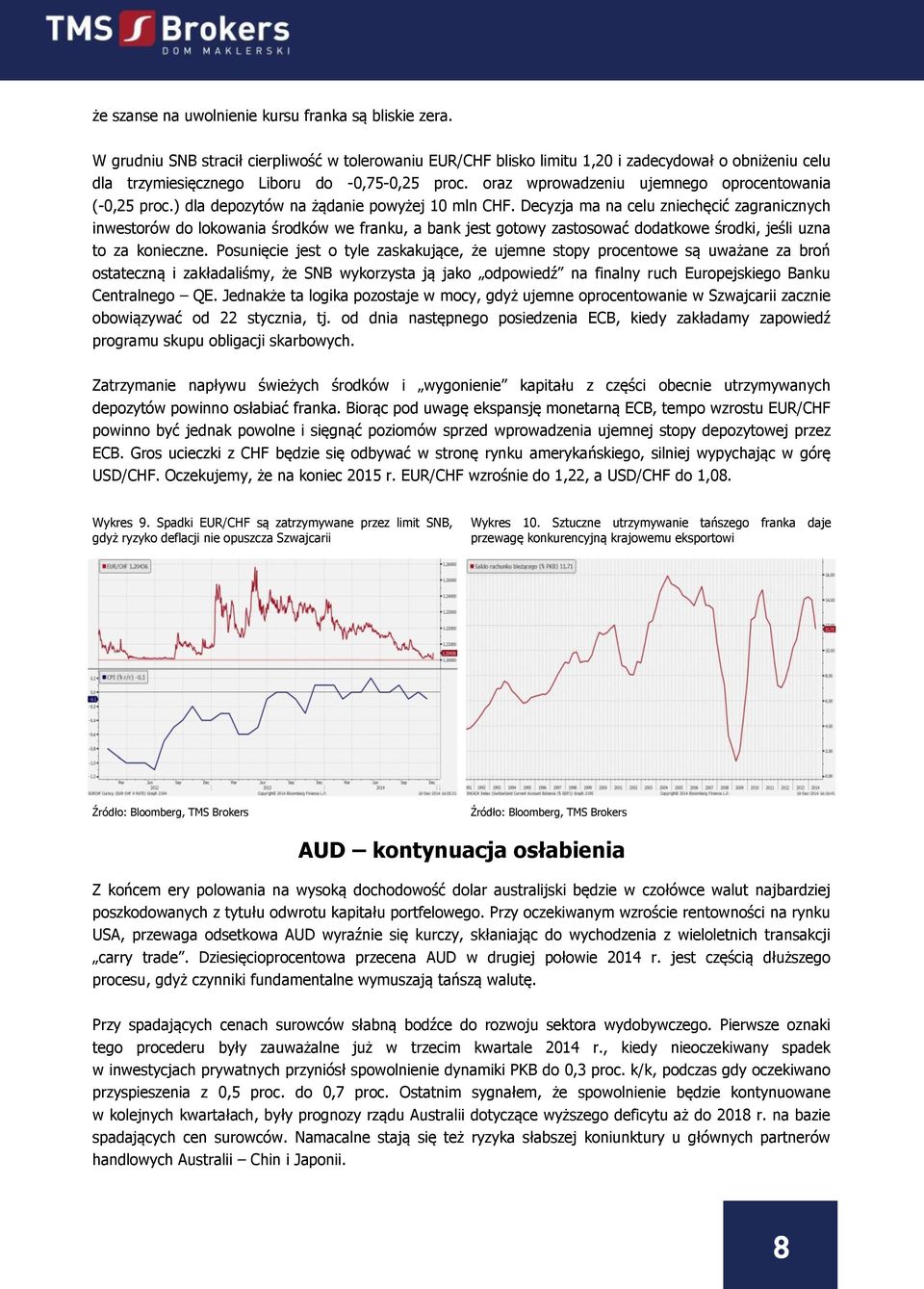 oraz wprowadzeniu ujemnego oprocentowania (-0,25 proc.) dla depozytów na żądanie powyżej 10 mln CHF.