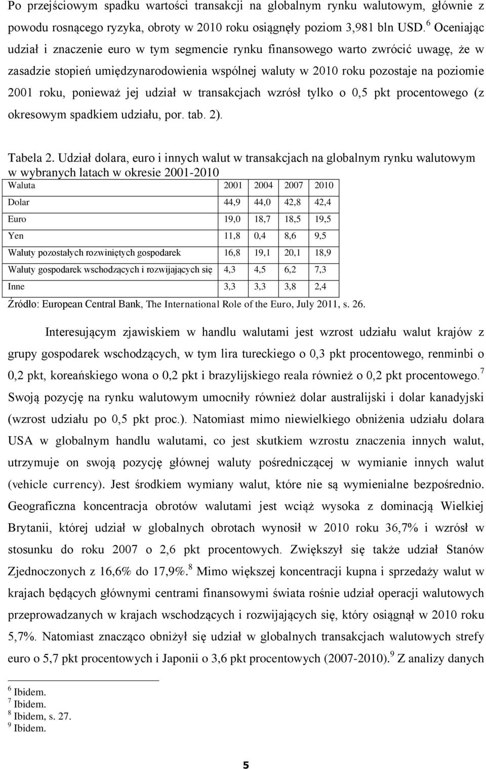 ponieważ jej udział w transakcjach wzrósł tylko o 0,5 pkt procentowego (z okresowym spadkiem udziału, por. tab. 2). Tabela 2.