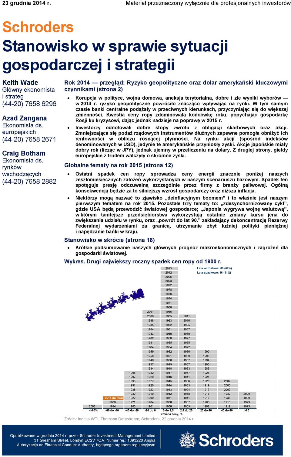 rynków wschodzących (44-2) 7658 2882 Rok 214 przegląd: Ryzyko geopolityczne oraz dolar amerykański kluczowymi czynnikami (strona 2) Korupcja w polityce, wojna domowa, aneksja terytorialna, dobre i