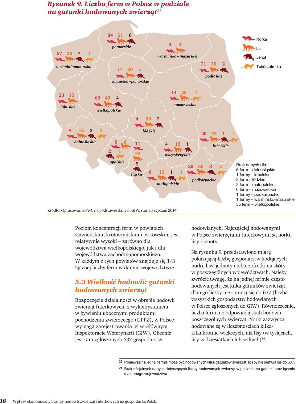 ferm w powiatach sławieńskim, krotoszyńskim i ostrowskim jest relatywnie wysoki zarówno dla województwa wielkopolskiego, jak i dla województwa zachodniopomorskiego.