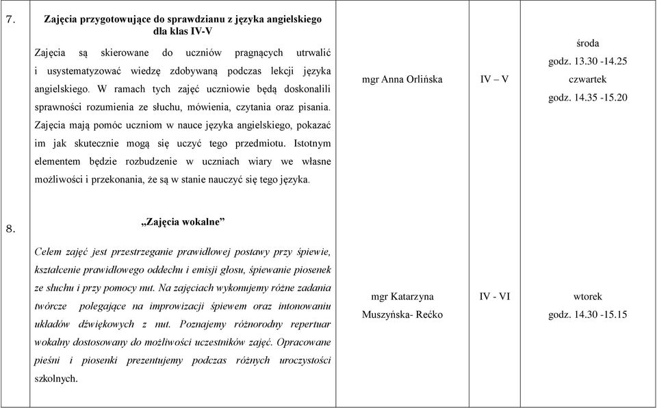 20 Zajęcia mają pomóc uczniom w nauce języka angielskiego, pokazać im jak skutecznie mogą się uczyć tego przedmiotu.