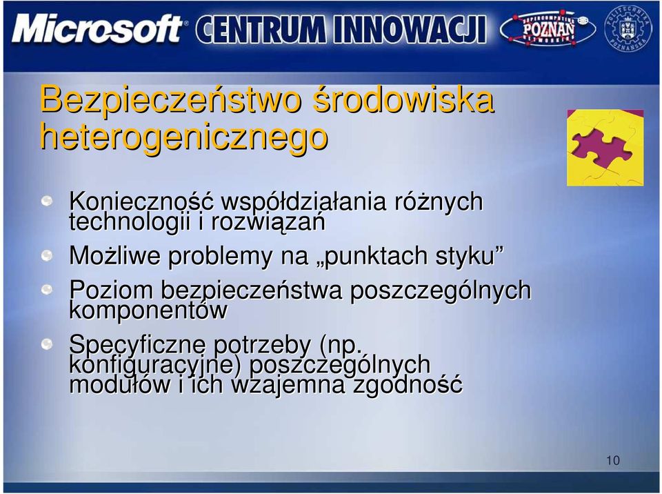 punktach styku Poziom bezpieczeństwa poszczególnych komponentów