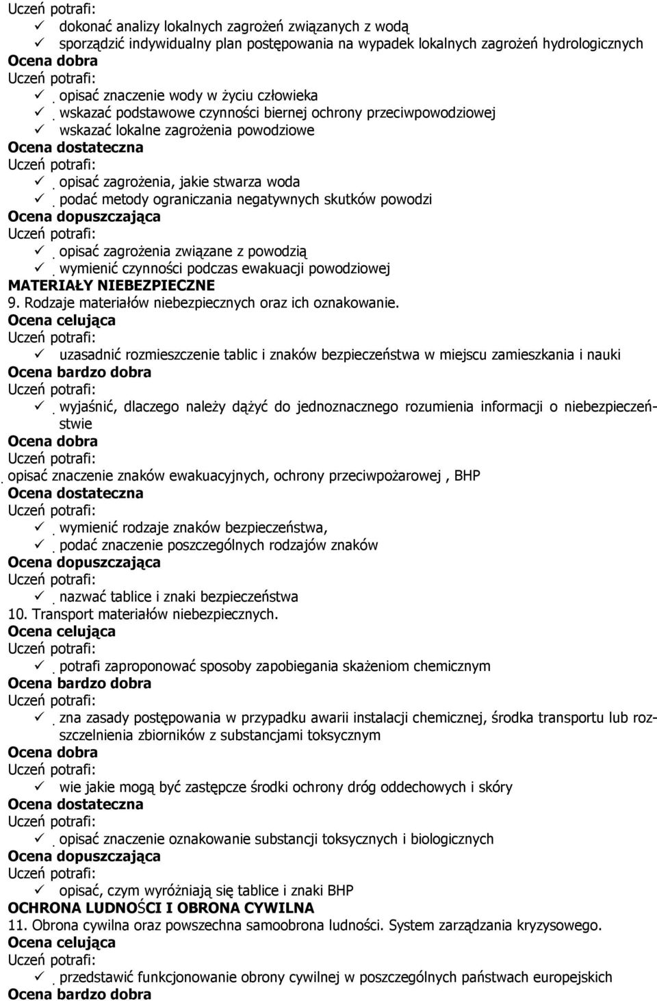 związane z powodzią wymienić czynności podczas ewakuacji powodziowej MATERIAŁY NIEBEZPIECZNE 9. Rodzaje materiałów niebezpiecznych oraz ich oznakowanie.