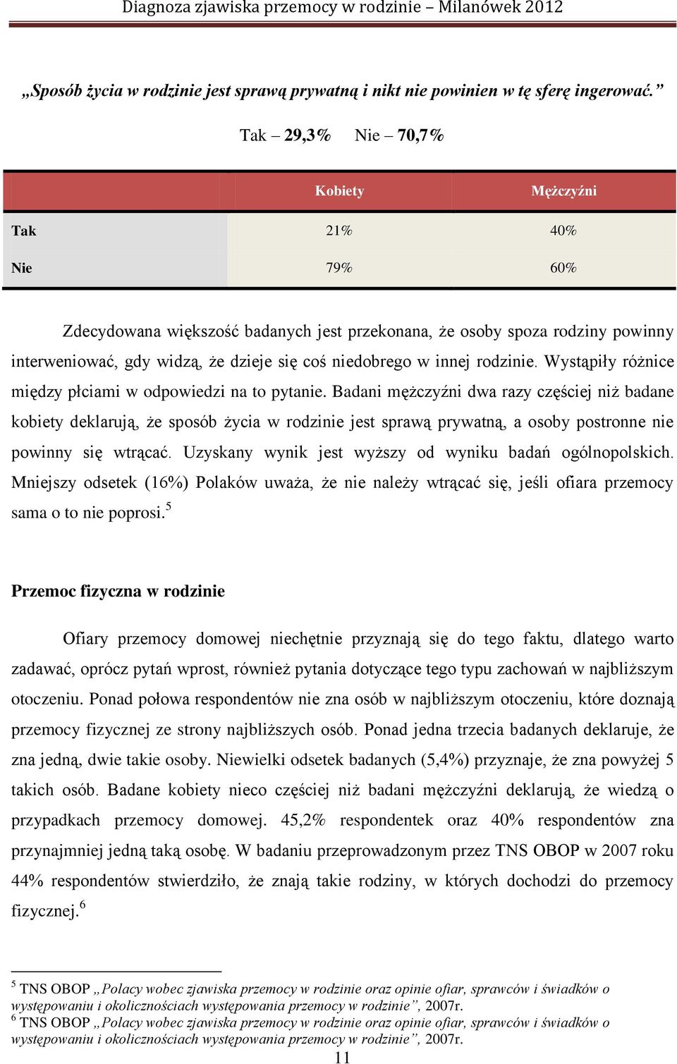 innej rodzinie. Wystąpiły różnice między płciami w odpowiedzi na to pytanie.