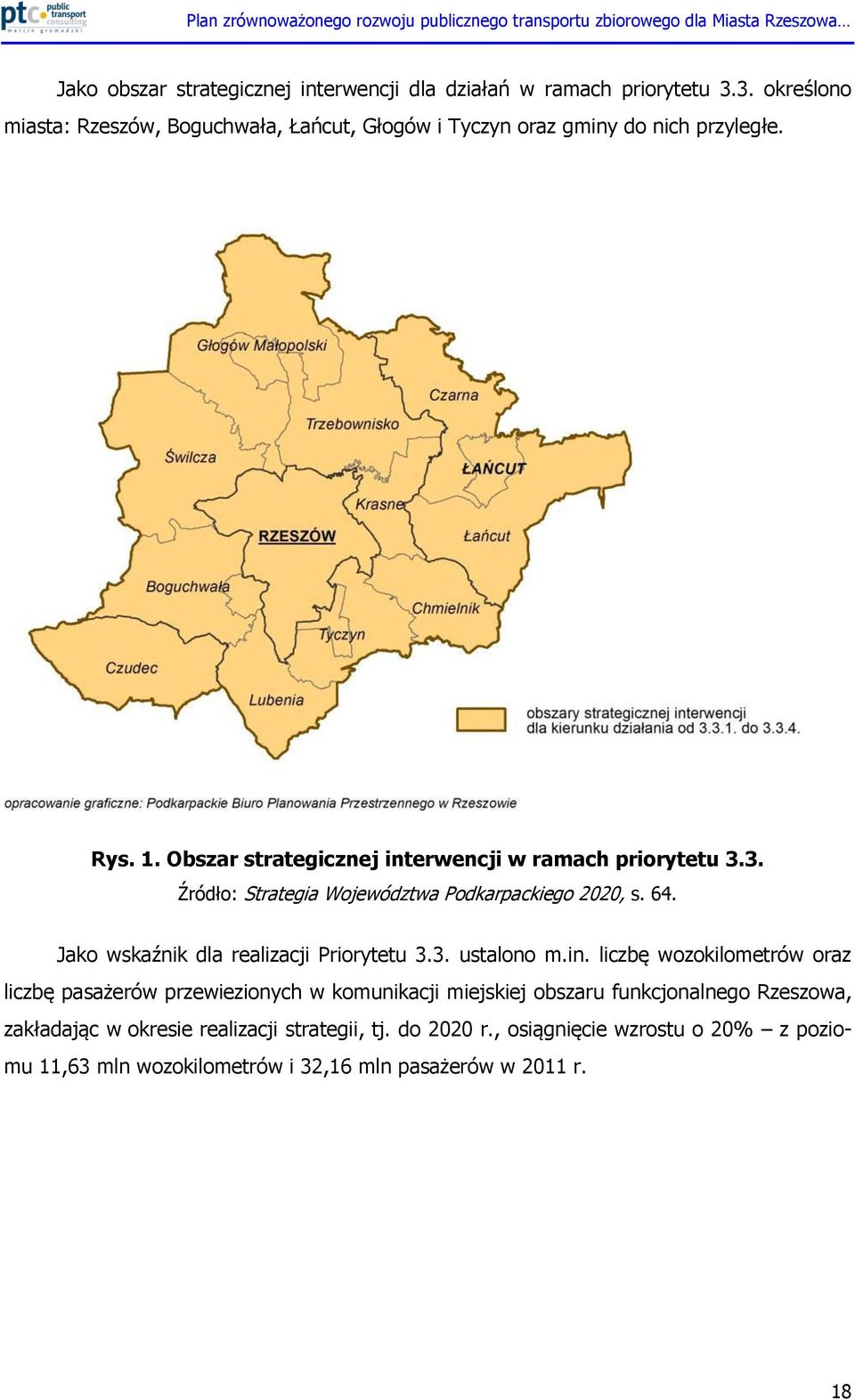 Obszar strategicznej interwencji w ramach priorytetu 3.3. Źródło: Strategia Województwa Podkarpackiego 2020, s. 64.