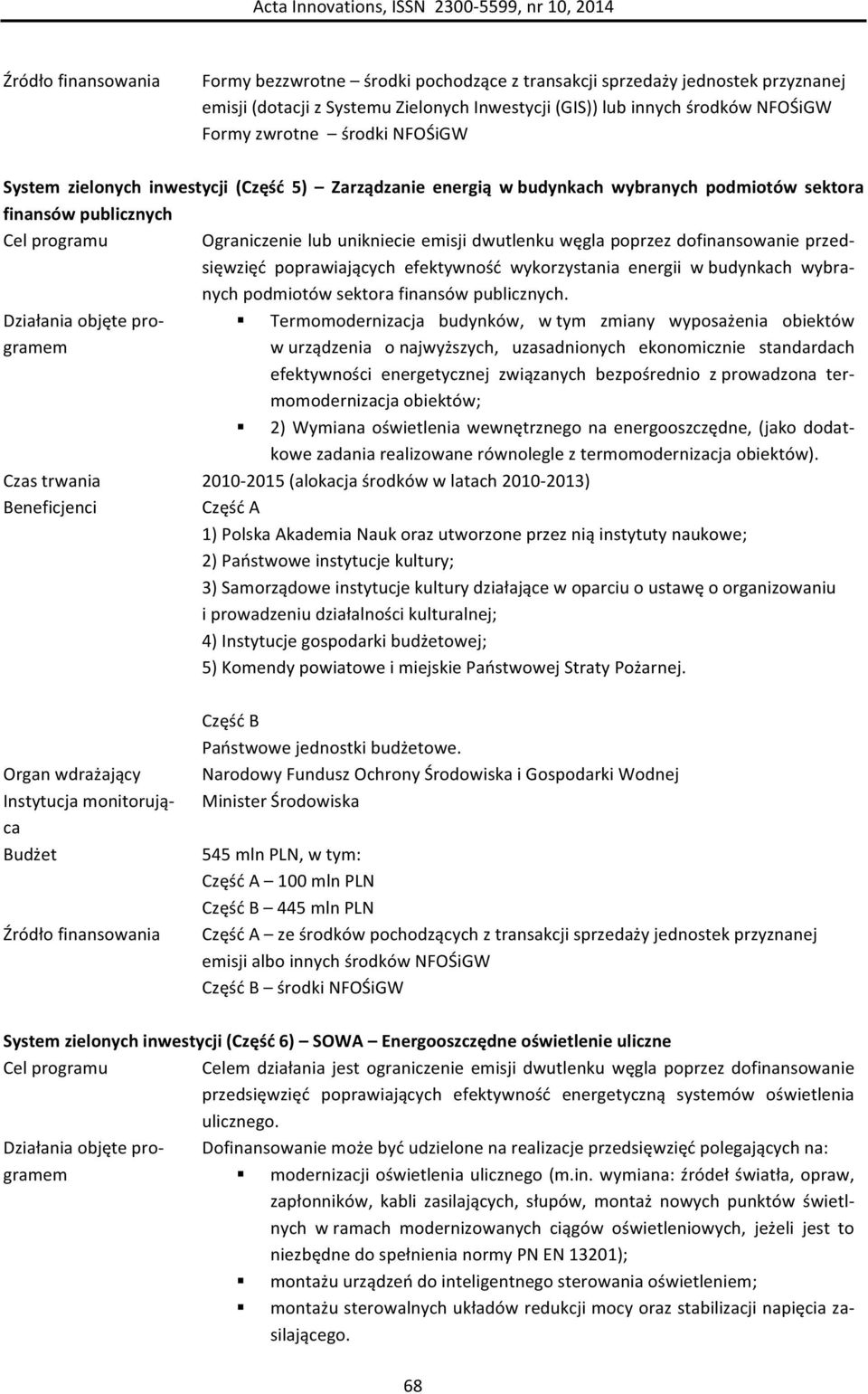 przed- sięwzięć poprawiających efektywność wykorzystania energii w budynkach wybra- nych podmiotów sektora finansów publicznych.