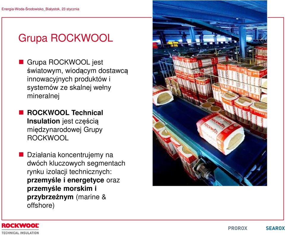 jest częścią międzynarodowej Grupy ROCKWOOL Działania koncentrujemy na dwóch kluczowych segmentach