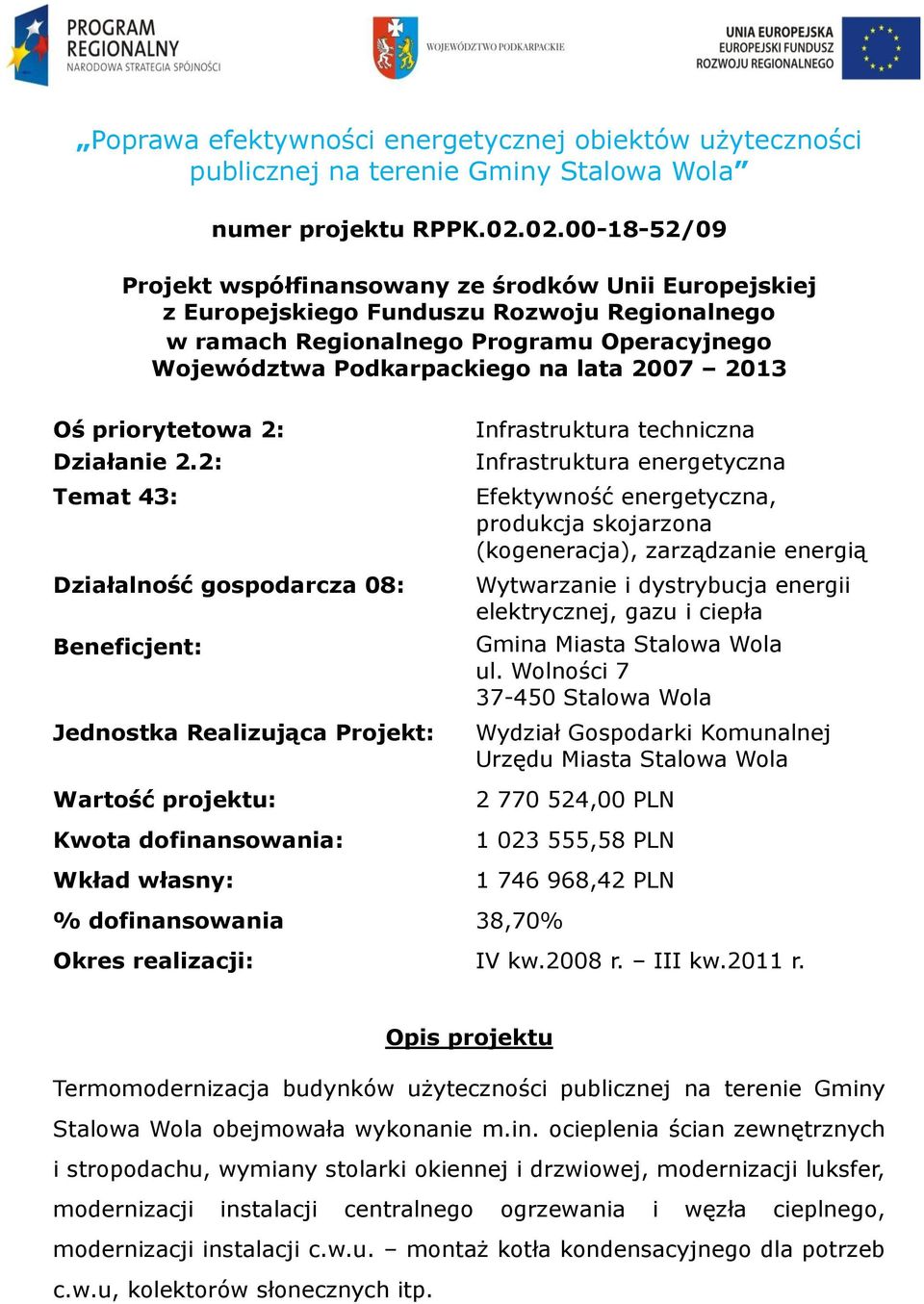 2013 Oś priorytetowa 2: Działanie 2.