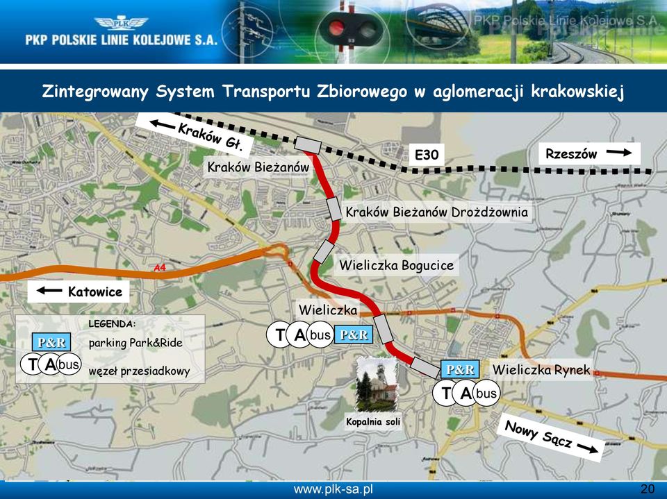 LEGENDA: A4 parking Park&Ride Wieliczka Bogucice Wieliczka T A bus