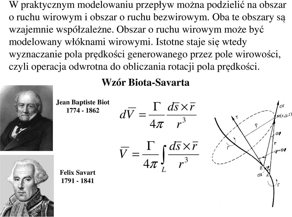 Istotne staje się wted wnacanie pola prędkości generowanego pre pole wirowości, cli operacja odwrotna do