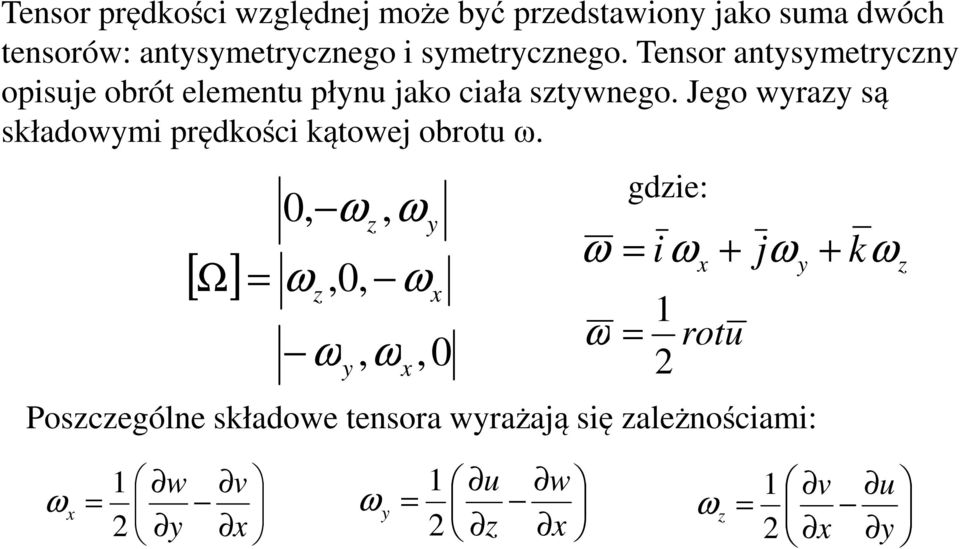 Tensor antsmetrcn opisje obrót element płn jako ciała stwnego.