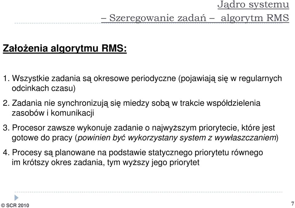 Zadania nie synchronizują się miedzy sobą w trakcie współdzielenia zasobów i komunikacji 3.