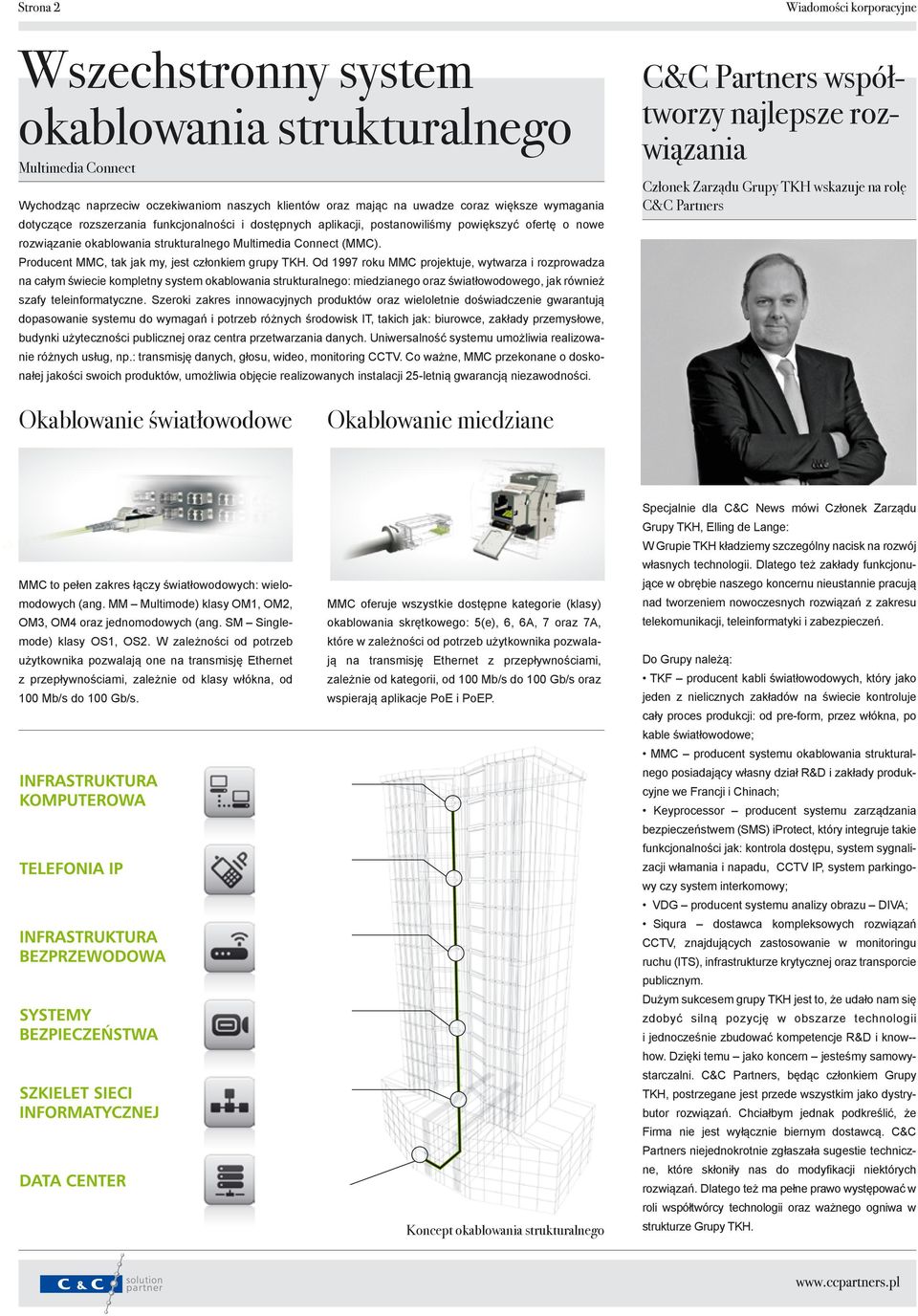 Od 1997 roku MMC projektuje, wytwarza i rozprowadza na całym świecie kompletny system okablowania strukturalnego: miedzianego oraz światłowodowego, jak również szafy teleinformatyczne.