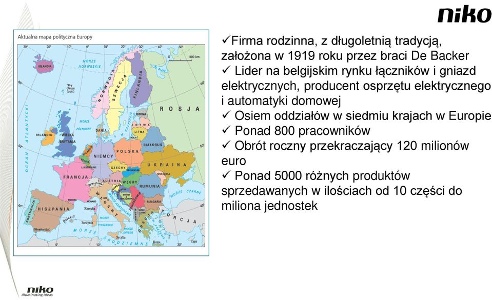 domowej Osiem oddziałów w siedmiu krajach w Europie Ponad 800 pracowników Obrót roczny