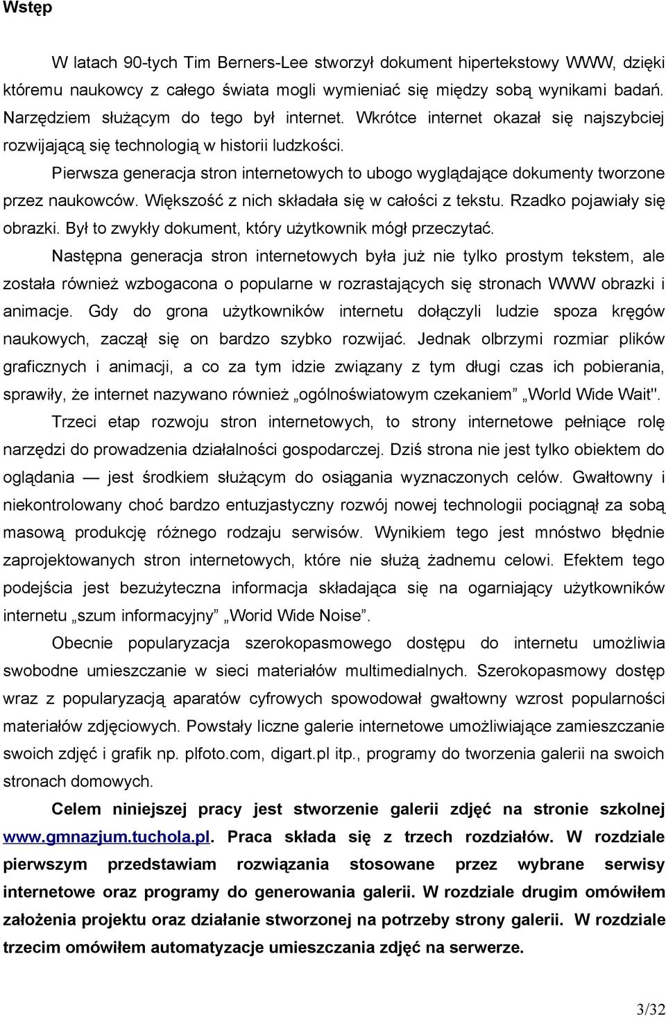 Pierwsza generacja stron internetowych to ubogo wyglądające dokumenty tworzone przez naukowców. Większość z nich składała się w całości z tekstu. Rzadko pojawiały się obrazki.