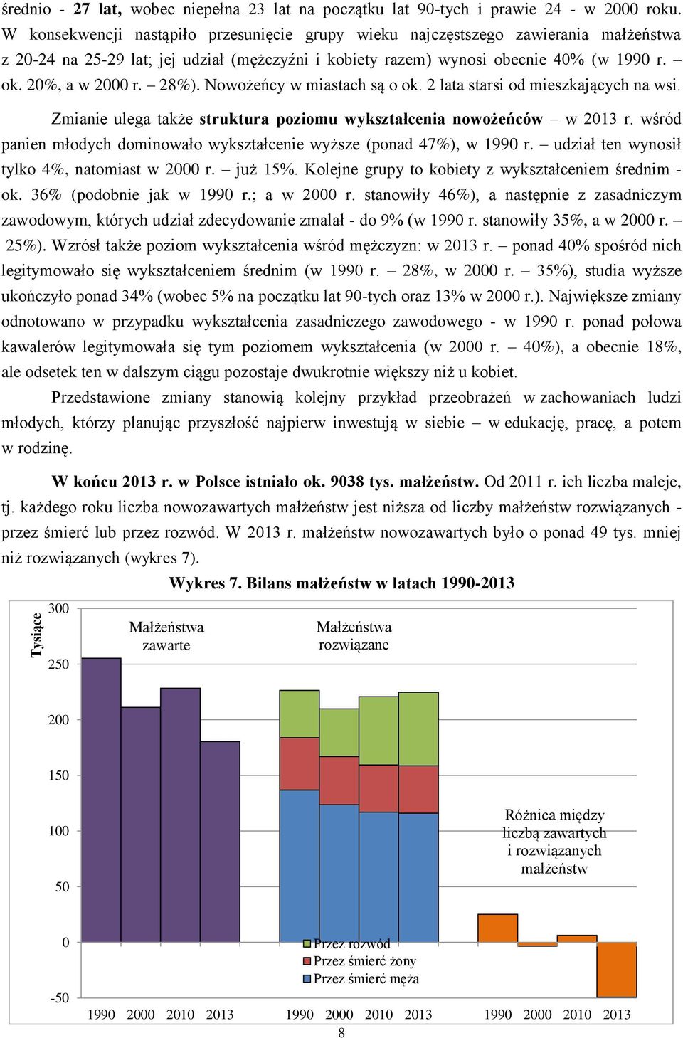 28%). Nowożeńcy w miastach są o ok. 2 lata starsi od mieszkających na wsi. Zmianie ulega także struktura poziomu wykształcenia nowożeńców w 2013 r.