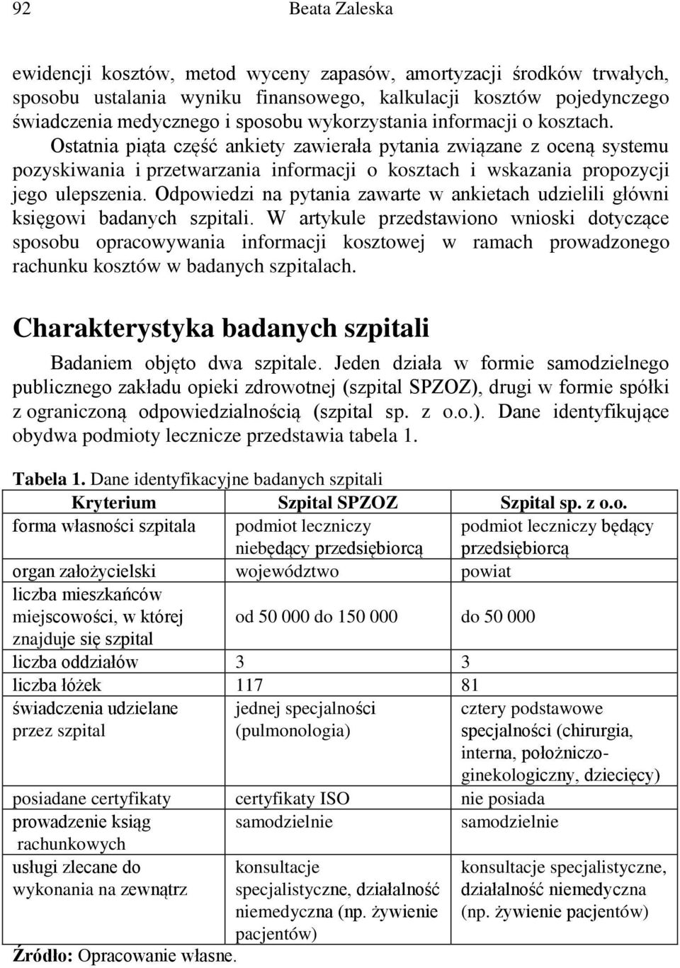 Odpowiedzi na pytania zawarte w ankietach udzielili główni księgowi badanych szpitali.