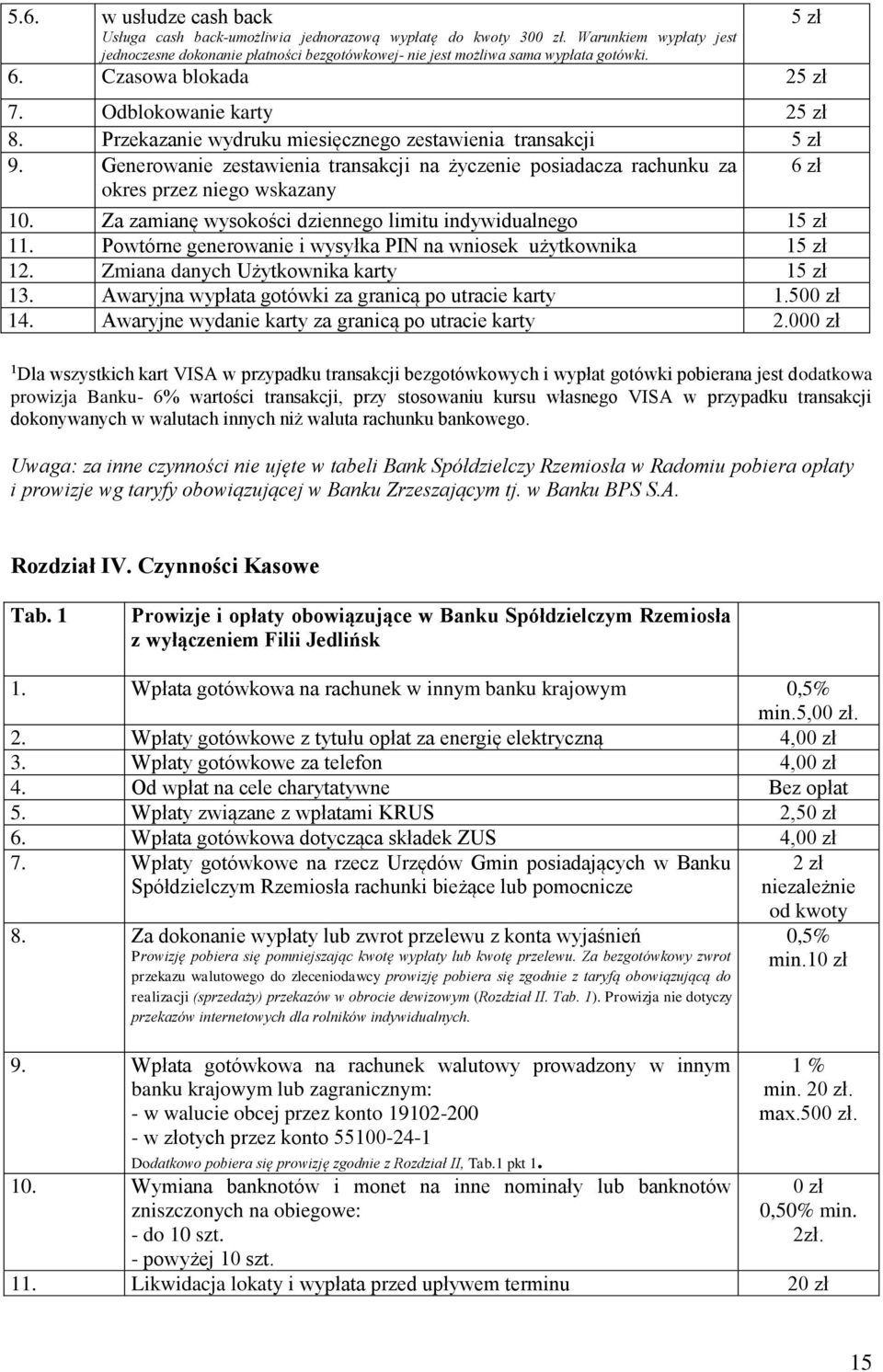 Przekazanie wydruku miesięcznego zestawienia transakcji 5 zł 9. Generowanie zestawienia transakcji na życzenie posiadacza rachunku za okres przez niego wskazany 6 zł 10.