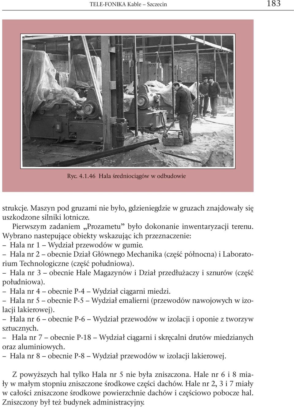 Hala nr 2 obecnie Dział Głównego Mechanika (część północna) i Laboratorium Technologiczne (część południowa). Hala nr 3 obecnie Hale Magazynów i Dział przedłużaczy i sznurów (część południowa).