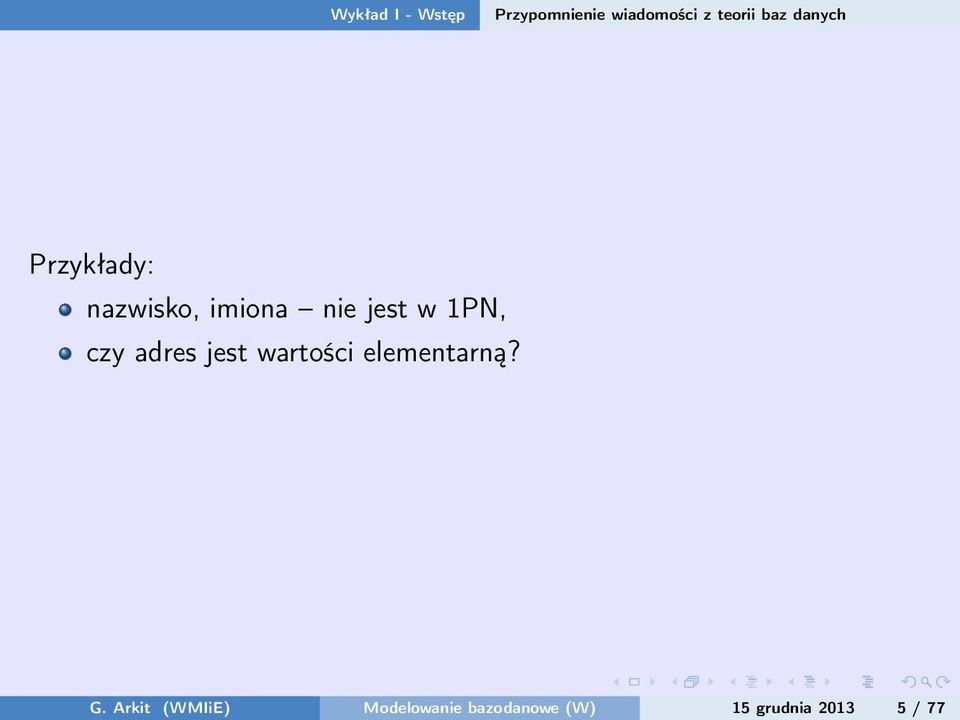 1PN, czy adres jest wartości elementarną? G.